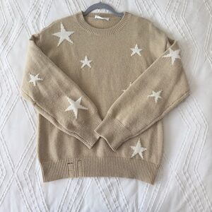 Talulah Beige Sweater with White Star Pattern